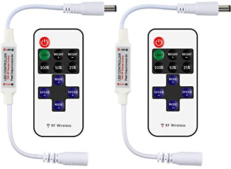 Aroidful 2 Pezzi Mini Controllore LED 12V DC Telecomandi Wireless RF a 11 Tasti RF Dimmer Controllo Wireless Controller per Strisce Led SMD 3528 5050 Monocolore