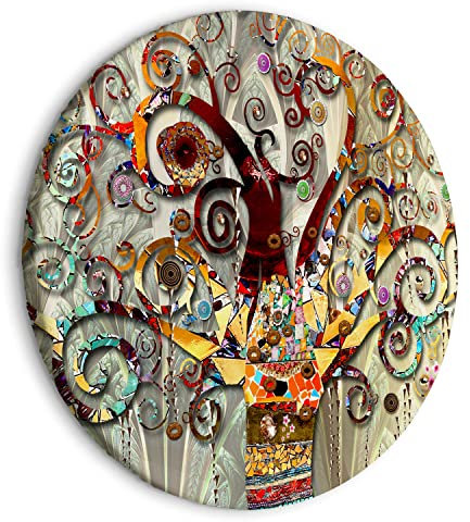 murando Quadro Rotondo Gustav Klimt Albero della vita 1 Pezzo Stampa su Tela Strutturata XL Immagini moderni Murale Fotografia Grafica Decorazione da parete Astratto Albero colorato