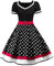 BaoDan Robe de Soirée Femme Chic avec Ceinture Vintage rétro année 50s pin-up Rockabilly Swing à Pois Plissée Manche Courte au Genou A-Line