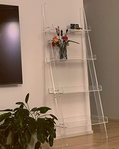 ENHEN Zeitungsständer Acryl-Zeitschriftenhalter Nicht Freistehend, 4-stufiger Design-Prospektständer, Multifunktionaler Zeitschriftenhalter für Wohnzimmer (Color : Transparent)