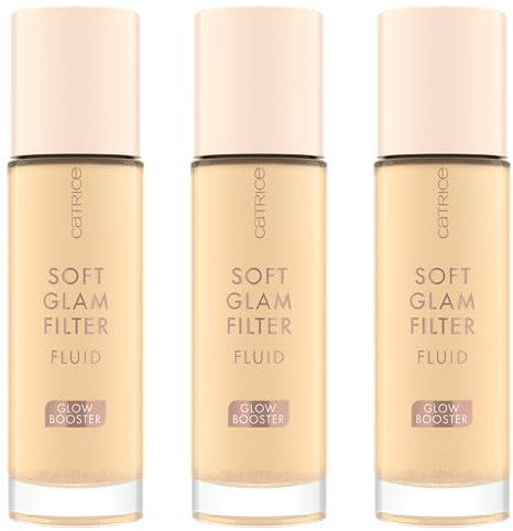 Catrice Soft Glam Filter Fluid, Basis, Nr. 010, Nude, pflegend, natürlich, glänzend, strahlend, vegan, ölfrei, ohne Parfüm, ohne Alkohol, 3er Pack (3x30ml)