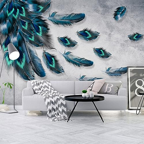 Fototapete Wohnzimmer, Extra Große Wandkunst, Seidenartige Wandtapete, Poster, Pfauenfeder, Wandtapete, Vlies-Vintage-Tapete Für Wohnzimmer, Schlafzimmer, 260 Cm (H) X 420 Cm (B).