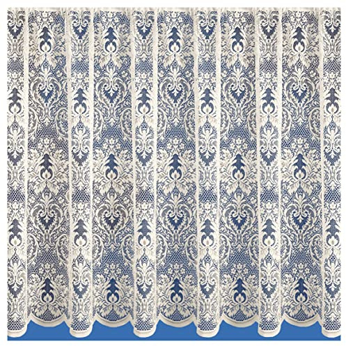 Maple Textiles Kent Net Curtain in Luxury Victorian Lace Effect Damask Pattern. Sold by the Metre.Cut to Width (27(68cm) Drop, Cream)
