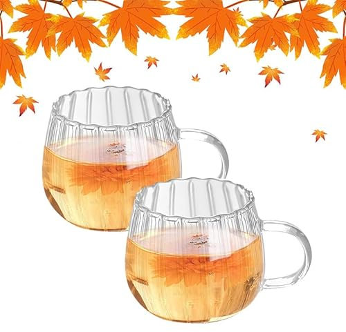 Tasse Citrouille d'Halloween, Tasses à café en verre Halloween en forme de citrouille Tasse en verre avec poignée Boissons claires Tasse d'automne drôle Tasse à café pour Halloween Thanksgiving Noël