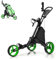 SPOTRAVEL 3 Wheel Golf Push Pull Cart, Folding Golf Trolley with in Foil Coated Storage Bag, Elastic Strap, Adjustable Umbrella & Cup Holder, Portable Golf Bag Holders (Green)