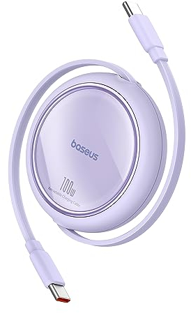 Baseus USB C auf USB C Kabel Rollbar, 100W 1m Mini Einziehbar Schnellladekabel, USB C Ladekabel für iPhone 16 15 14 Pro, Samsung Galaxy S25 S24 Ultra, MacBook, iPad Pro, Tragbar Leicht zu Verstauen