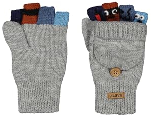Barts Kids Puppeteer Bumgloves Grau - Warme Bequeme Kinder Handschuhe, Größe 5 - Farbe Heather Grey
