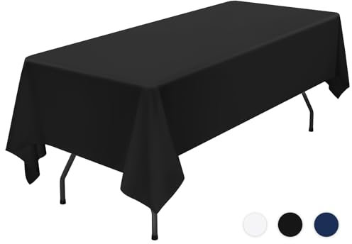 Showgeous Tischdecke Schwarz Tischdecken 153×260cm Rechteckige Tischdecke Polyestergewebe Waschbare Tischdecke Tischtuch für Restaurant Thanksgiving Weihnachten Jubiläen