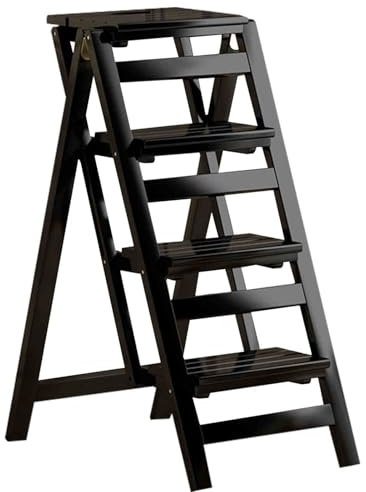 Sedia a scala creativa Sedia a scala pieghevole multifunzionale Sedia a scala ascendente per interni Sgabello a quattro scale in legno massiccio Sgabello a scala multiuso per uso domestico Robusto e d