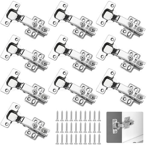 Bisagras Puerta Armario, 10 Piezas Bisagras Puertas Cocina, Bisagras De Puerta De Cocina, Bisagra Puerta Cocina con Amortiguador Cierre Automático, Bisagras Puertas Cocina Armario con Tornillos