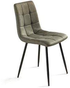 Mondo Viro Moderner Stuhl Arca, Gestell aus lackiertem Metall, Sitzfläche aus Kunstleder, Soft-Touch-Effekt, 45 x 53 cm, 88 h (4, Olive)