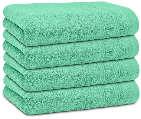 DECASATEXTIL - Juego Toallas de Lavabo 4 Unidades 100% Algodón 450gr, Tamaño 50x100cm - Toallas Manos - Toalla Suave y Duradera para Secar Tus Manos y Rostro (Verde Agua)