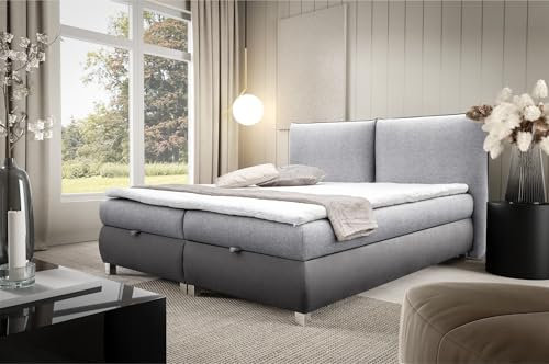Fun Möbel Boxspringbett Schlafzimmerbett Valentin (Grau, 200x200 cm)