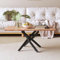 GOLDFAN Wood Coffee Table, Modern Rectangle Center Tables for Living Room, Tea Table with Black Metal Legs for Home Patio Office (Brown)