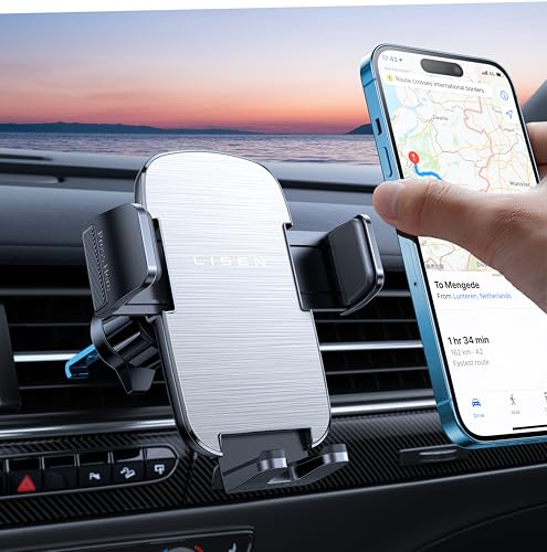 LISEN Primes for Day Delas Handyhalterung [Militärstabil], 2025 Universal-Halterungen für Ihre Auto-Lüftung, Handy-Autohalterung, Klemme für iPhone 16 für iPhone 15 Pro Max Smartphones, Silber
