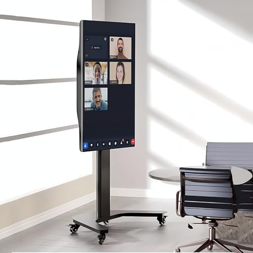 Carrito de TV móvil para televisores de 3265 pulgadas con conmutación de pantalla horizontal y vertical de 360°, soporte de suelo rodante para oficina en casa, soporte de TV portátil con ruedas