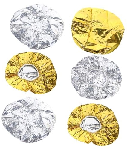 CRILSTYLEO Aluminum Foil Cap Set 3 Golden 3 Silver Heat Insulation Caps Hairdressing Barbering Tool
