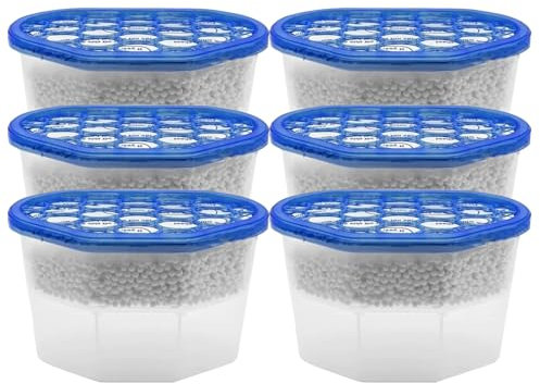 AQS INTERNATIONAL - Interior Dehumidifier 500ML - Pack of 6- Damp Remover Moisture Absorber Dehumidifiers - Condensation Remover, Mildew, Mould on Home, Wardrobe, Bedroom, Caravan, Office, Garage