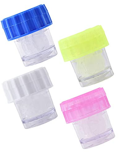 Healvian 4pcs Manual Contacts Lens Cleaners Compact Colored Lens Cleaning for Daily Use Includes Yellow Blue White Pink Essential Contact Clean Tools for Women