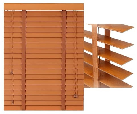 generisch Holz Jalousie Holzjalousie Rollo Horizontal Jalousien Für Fenster 50 mm Lamellen 40x130cm 60x150cm 80x220cm Fenster Behandlung Privatsphäre Rollläden(120W x 250cm H)