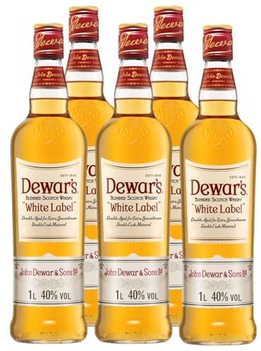 Dewar's White Label Premium Blended Scotch Whisky, 100 cl (Paquete de 5)