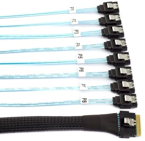 cablecc SAS 4.0 Slimline SFF-8654 8i 74 pines Host Raid a 7 pines 8 SATA Disco duro de destino Fanout Raid Cable divisor 1 a 8 100CM