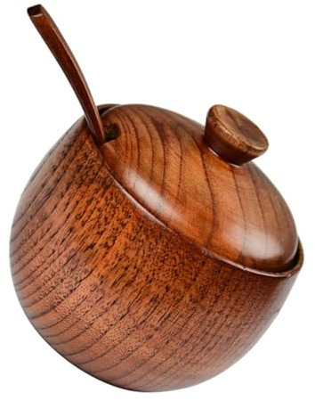 Cabilock 1 Jeu pot d'assaisonnement en bois contenant de granola et yaourt shaker à sucre en poudre Pot à épices vintage Récipient à épices en céramique pot à épices domestique pot de sel
