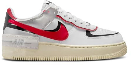 NIKE Air Force 1 Shadow, Sneaker Donna, White Gym Red Black Metallic Silver, 40.5 EU
