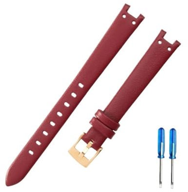 LANAPPTLTG Lederarmband for Damen, passend for Anne Klein Ak2156/2157/2618 Serie, konkave Schnittstelle, Rot, Schwarz, Weiß(Red-Golden-K12)