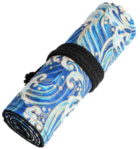 72 Löcher Leinwand Federmäppchen für Buntstifte, Große Kapazität Federmappe | Künstler Buntstifte Organizer, Pencil Wrap Stifterolle zum Bleistift, Zeichenwerkzeuge und Pinsel (Keine Bleistift)
