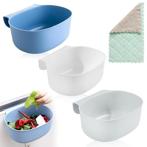 Auffangschale für Küchenabfälle - 3 Stück Wickeltisch Organizer, Mülleimer zum Aufhängen, Küchenschrank Tür HäNgende Abfallbehälter, Küchenabfalleimer für Hausmüll Abfallbehälter Küchenschrank