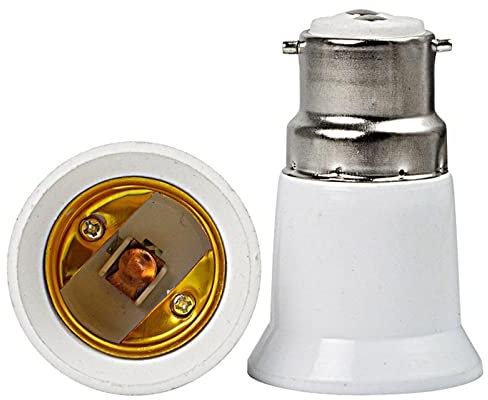 Pessrrtewg B22 to E27 Socket Converter,B22 to E27 Switch Lamp Holder,B22 to E27 Lamp Light Bulb Base Socket Converter Adaptor,Heat Resistant Plastic White Base for LED CFL Bulbs