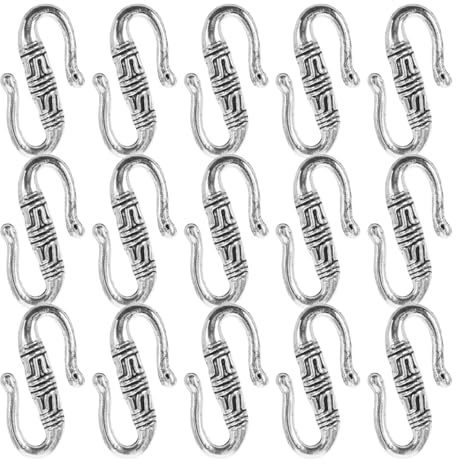 HORIALENCE 20 Pz Chiusure a S in Lega Argento Tibetano Antico Chiusura per Bracciali e Collane Accessori Fai da Te per Creazione Gioielli Fermagli Compatti e Versatili Per Gioielli Artigianali
