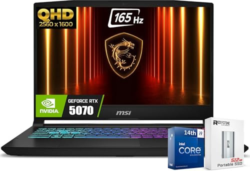MSI Katana HX Gaming Laptop, 15.6” 165Hz QHD+ IPS Display, 24-core i9-14900HX (UP to 5.8 GHz, GeForce RTX 5070, AI&VR Ready, Copilot+ PC, RGB Backlit Keyboard, Win 11 Pro, Black(32GB DDR5| 2TB SSD)
