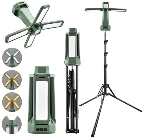 SakerNeo 20000mAh Camping Light with Stand 67 Work Light | |6500 Lumens Dimmable 2700K-6000K, Magnetic Base camp light for Garage, Emergency & Outdoor Use