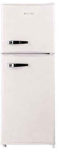 ASCOLI 120L Freestanding Retro Fridge, 88L/32L, Direct Cooling, Mechanical Control, Metal Handle, Adjustable Tempered Glass Shelves, Led Light