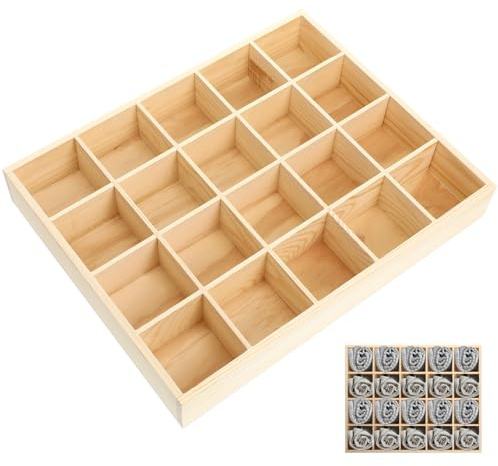 COHEALI Aufbewahrungsbox Aus Holz 20 Fächer Schubladen Organizer Für Unterwäsche Socken Höschen Und Bhs Platzsparender Sortierkasten Für Schrank Kommode Oder Unterbett 13.39X10.63X1.97In
