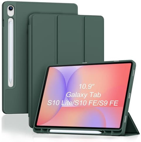 ProCase Hülle für 10,9'' Galaxy Tab S10 Lite/S10 FE/S9 FEmit S Pen Holder, weich TPU Schutzhülle Case -Grün