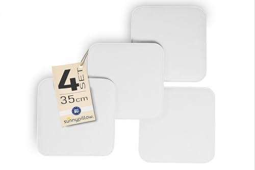 sunnypillow 4er Set Sitzkissen Filz Stuhlkissen quadratisch 35x35cm, Weiß