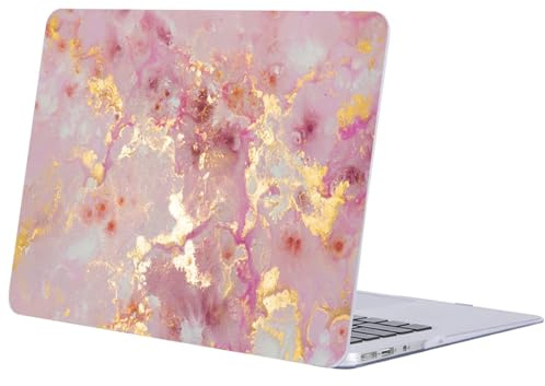 FFBOFFC Hartschale Kompatibel mit Mac Book 12 Zoll Retina Display 2017 2016 2015 Freisetzung Modell A1534 A1931 M1 Chip, Plastik Schutzend Hülle Case für Mac Air/Pro 12, Marmor in Roségold