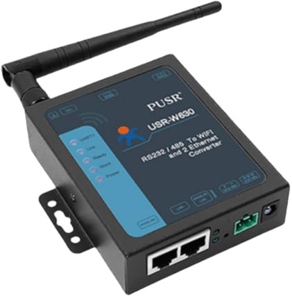 USR-W630 Industrial Serial RS232/RS485 to WiFi and Ethernet Converter Server Ethernet to Serial RS232 RS485 Wi-Fi Converter Supporta due porte Ethernet RJ45 Modbus RTU to Modbus TCP con adattatore DC