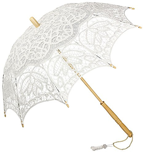VON LILIENFELD Hochzeitsschirm Brautschirm Vivienne Spitze Deko Sonnenschirm weiß
