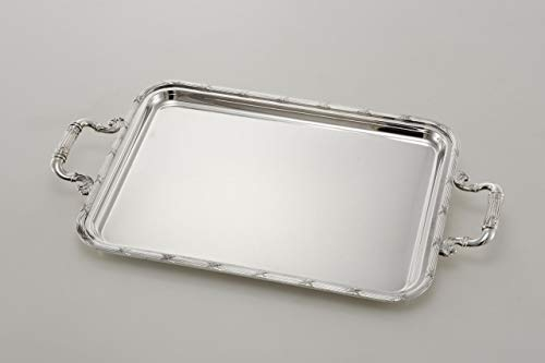 SWEET HOME Vassoio Rettangolare con Manici Placcato Argento Stile Ruban Croisè cod.5019845 cm 45x35 by Varotto & Co.