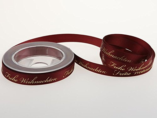 Christa-Bänder Weihnachtsband Frohe Weihnachten Bordeaux 15 mm ohne Draht