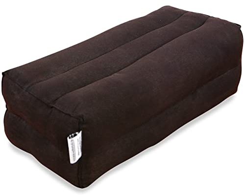 livasia Block Yogakissen eckig einfarbig modern - 17x34x12cm - Meditationskissen Kapok, Stützkissen Bolster rechteckig, Yoga Pilates Zubehör Nackenkissen, Thaikissen handgefertigt (Braun Uni)