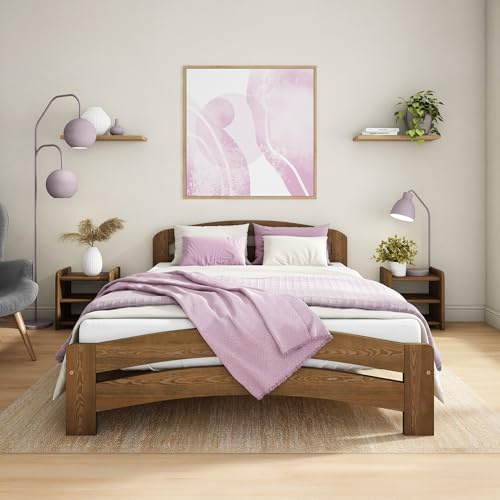 Nodax Small Double Bed Frame 4ft, F10 Solid Wooden, Slats, Easy Assembly
