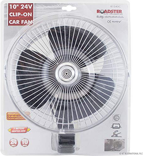 10 24V CLIP ON CAR OSCILLATING FAN CABLE SPEED CONTROLLER TRUCK VAN COOLING NEW