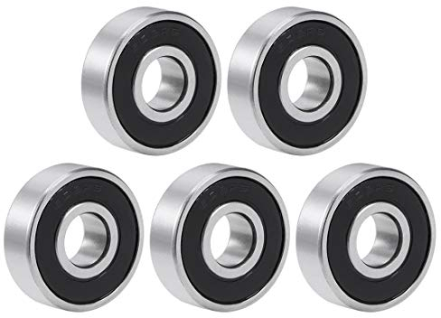 sourcing map Rillen Kugellager 5STK 608-2RS 8mmx22mmx7mm Doppelt Versiegeltes Chrom Lager