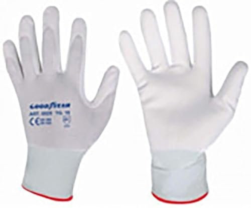 GOODYEAR Handschuhe aus Polyester und Polyurethan Größe 8 Farbe weiß, Arbeitshandschuhe
