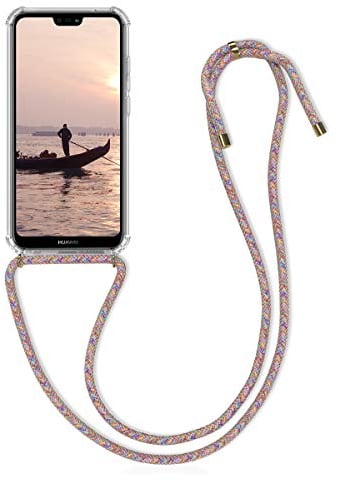 kwmobile Necklace Case kompatibel mit Huawei P20 Lite Hülle - Silikon Cover mit Handykette - Band Handyhülle Mehrfarbig